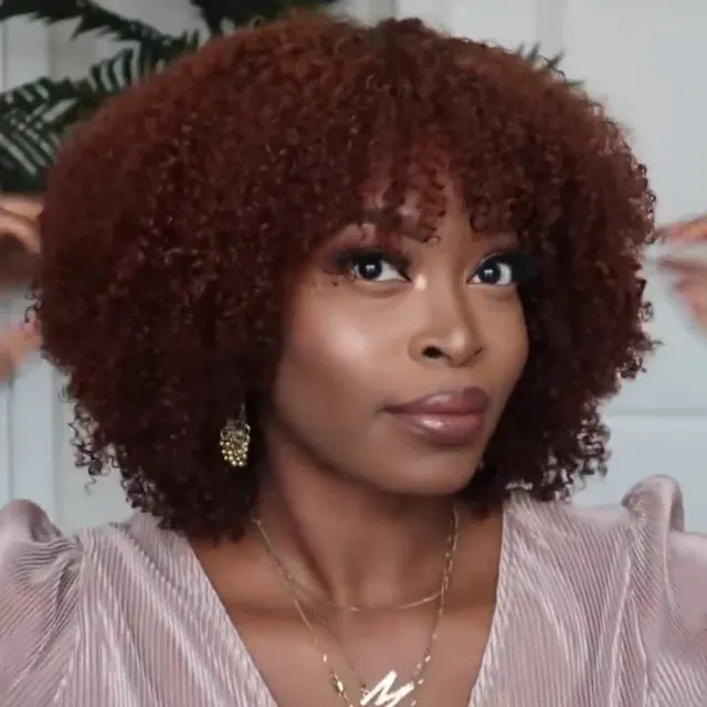 European And American Wigs Short Curly Hair For Women Reddish Brown - Shop at LoveMi