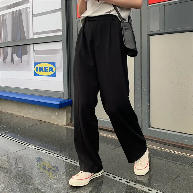 Women's loose high waist trousers Black - Shop at LoveMi