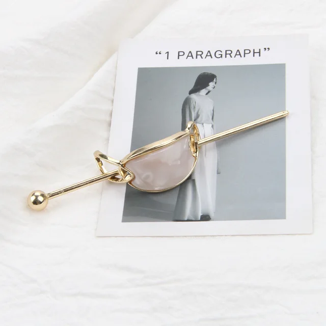 Geometric women's alloy hairpin Oval Gem White - Shop at LoveMi
