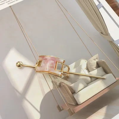 Geometric women's alloy hairpin Rectangle Light Purple - Shop at LoveMi