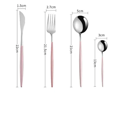 tableware stainless steel spoon set Silver Pink4Sets - Shop at LoveMi