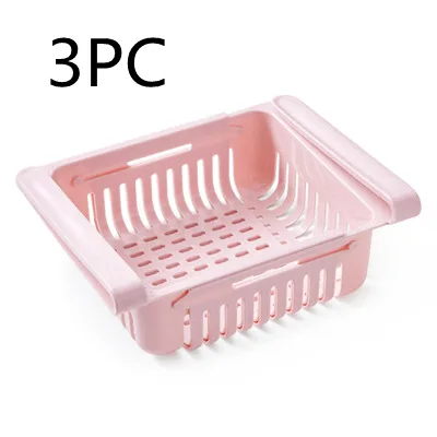 Refrigerator Storage Basket Stretchable Multifunction Kitchen Refrigerator Storage Box Pink 3Pcs - Shop at LoveMi