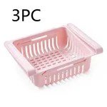 Refrigerator Storage Basket Stretchable Multifunction Kitchen Refrigerator Storage Box - Pink 3Pcs