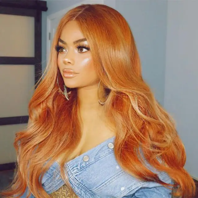 Chemical fiber front lace wig headgear Orange - Shop at LoveMi