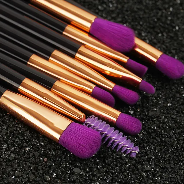 New 15 makeup brush set purple green bristles Purple - Shop at LoveMi