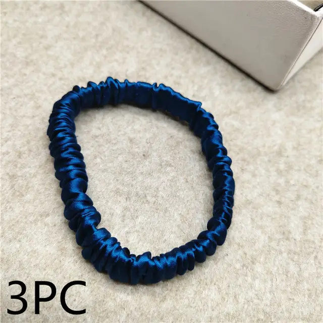 Silk seamless hair tie Blue 3Pc - Shop at LoveMi