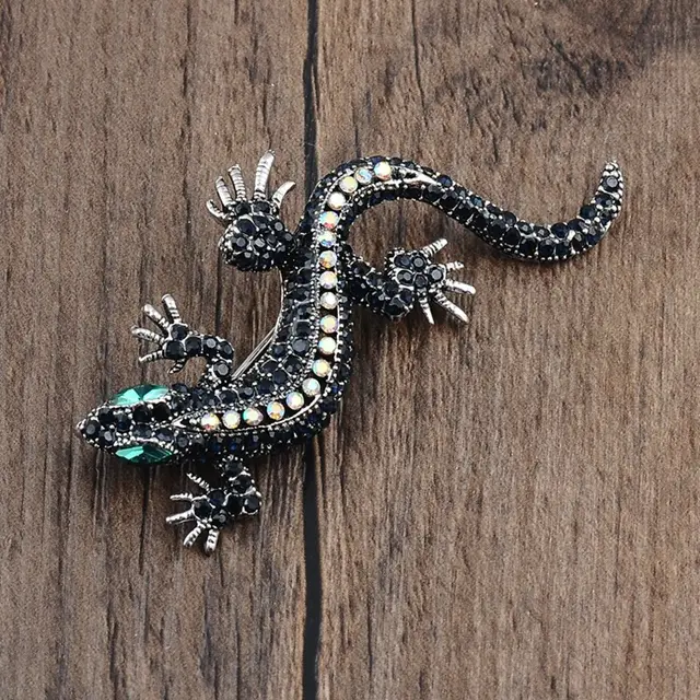 Suit brooch lizard pin clothes accessories Black Color - Shop at LoveMi