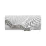 Rhinestone pleated clutch - Silver