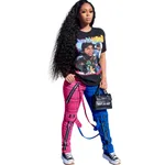 New Products For Autumn And Winter Zipper Plaid Color Matching Pants - Rose Red