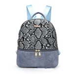 Fashionable personality stitching ladies all-match backpack - Blue