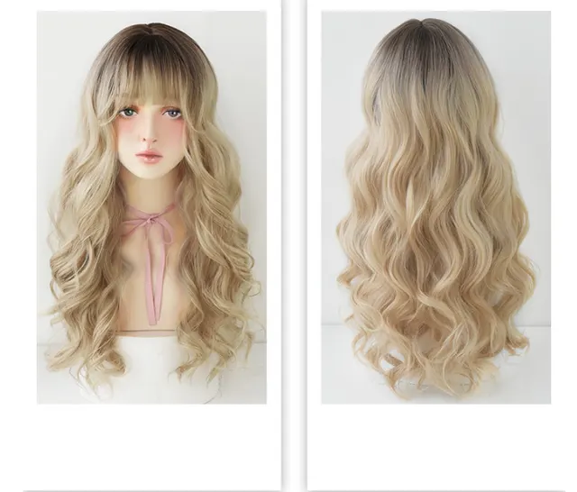 Golden big wavy wig White Brown - Shop at LoveMi