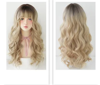 Golden big wavy wig - White Brown