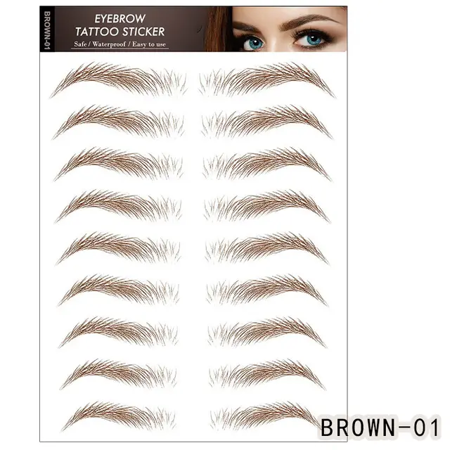 Waterproof 6D Eyebrow Tattoo Semi Permanent Embroidery Natural Long Lasting Fake Eyebrow Brown1 - Shop at LoveMi