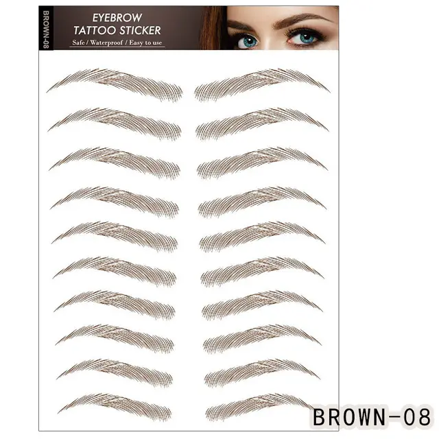 Waterproof 6D Eyebrow Tattoo Semi Permanent Embroidery Natural Long Lasting Fake Eyebrow Brown8 - Shop at LoveMi