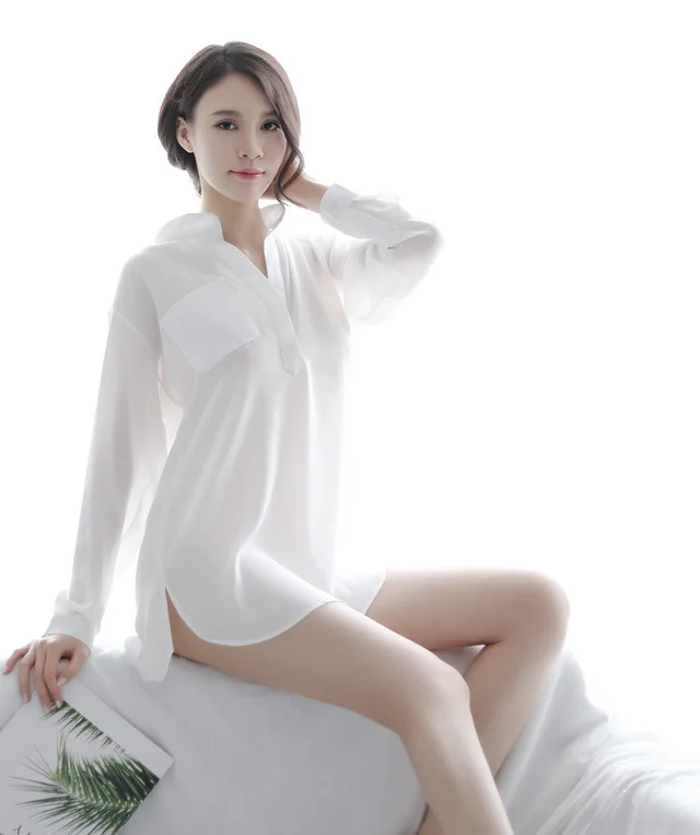 Sheer long female nightdress White - Shop at LoveMi