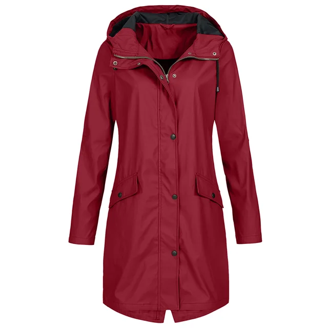 Outdoor Leisure Mid length Women's Windbreaker Wine Red - Shop at LoveMi