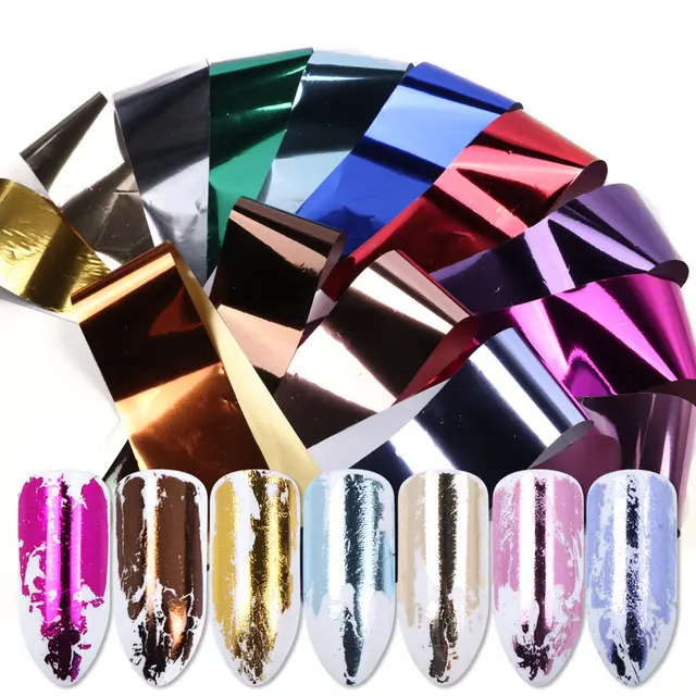 Colorful Laser Space Laser Rose Metal Nail Sticker 14Pcs Rose Gold - Shop at LoveMi