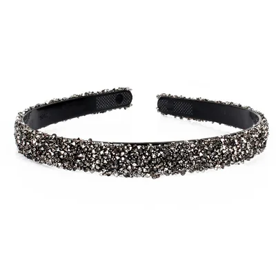 Semicircle Retro Colored Diamond Headband 1Grey - Shop at LoveMi