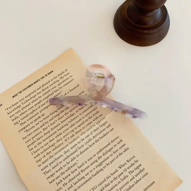 Ladies Fashion And Elegant Leopard Print Fleece Clip Acetate Purple - Shop at LoveMi