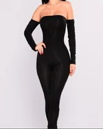 Off-the-shoulder sexy topless jumpsuit - Off-The-Shoulder Sexy Topless