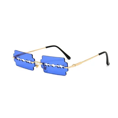 Hollow Blade Fashionable Eye Protection Sunglasses Blue - Shop at LoveMi