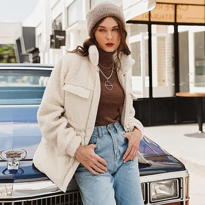 Real shot autumn and winter New lamb fur coat women's Korean style loose short short fur and fur Rice White - Shop at LoveMi