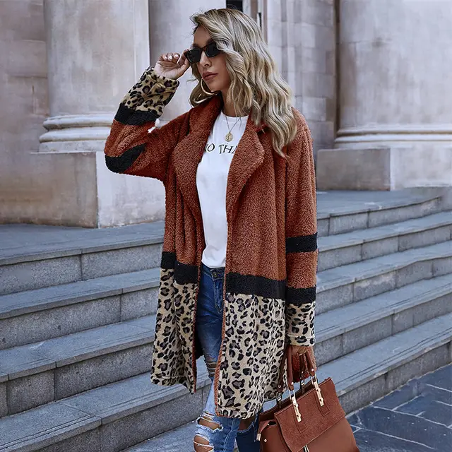 Flocking fashion mid length plush jacket Orange - Shop at LoveMi