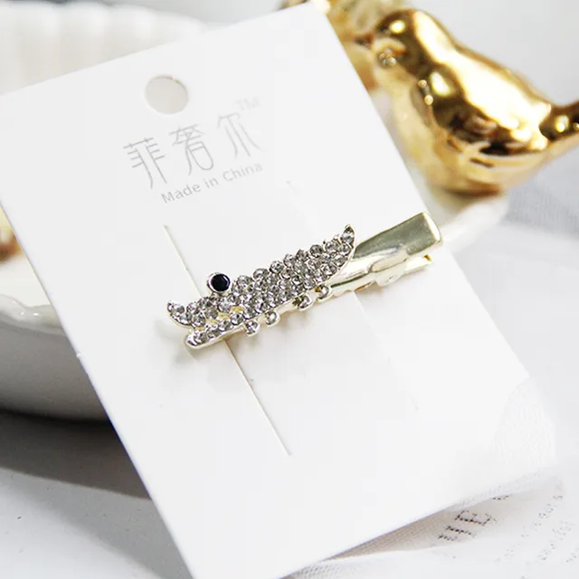 Metal clip rhinestone hair ornament White - Shop at LoveMi