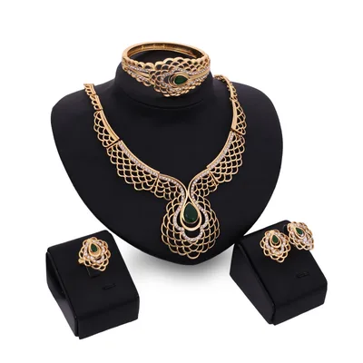 Four piece Necklace, Earrings And Bracelets Default - Shop at LoveMi