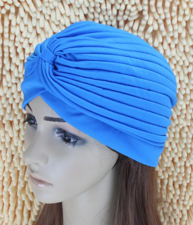 Indian headscarf, hood, earmuff, yoga pullover, multi color pleated hat Navy Blue - Shop at LoveMi
