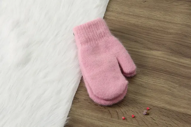 Full finger thick woolen gloves Pink - Shop at LoveMi