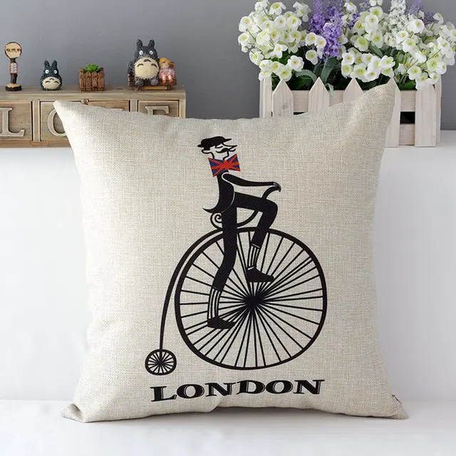 Retro British style sofa pillow Bicycle - Shop at LoveMi