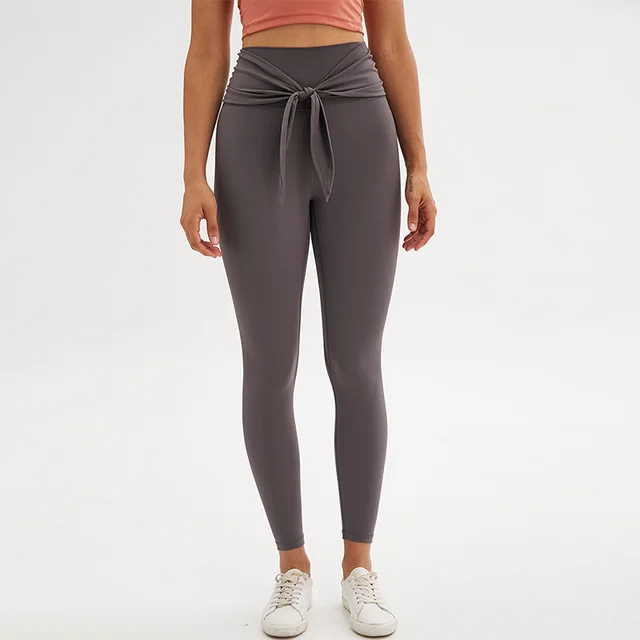 Nine point legging yoga pants with straps Grey - Shop at LoveMi