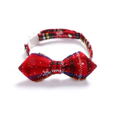Snowflake Christmas Red Plaid Adjustable Pet Bow Tie 3Style - Shop at LoveMi
