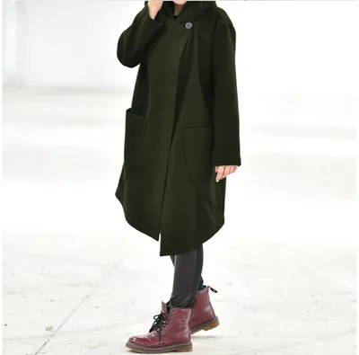 Fleece Sweater Loose Long Windbreaker Women Green - Shop at LoveMi