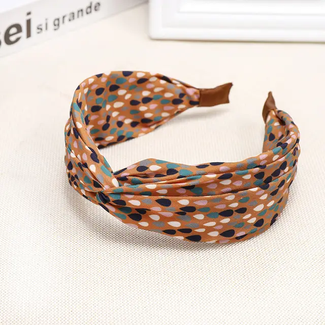 Simple Headband Printed Fabric Wide Brim Headdress Orange - Shop at LoveMi