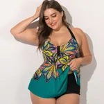 Split skirt print swimsuit - Photo Color-Xl