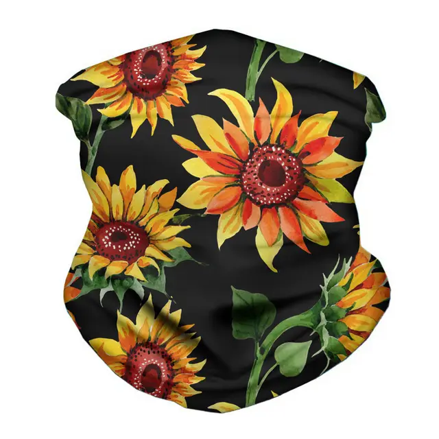 Digital printed sun flower scarf Black - Shop at LoveMi