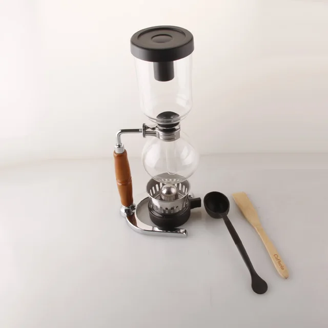 Siphon Coffee Maker Tea Pot Vacuum Coffeemaker Glass Machine Wood - Shop at LoveMi