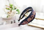 Embroidered lace headband - Navy Blue