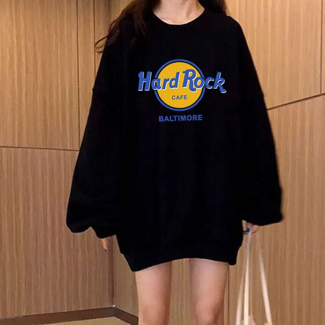 Printed solid color sweatshirt 712Black - Shop at LoveMi