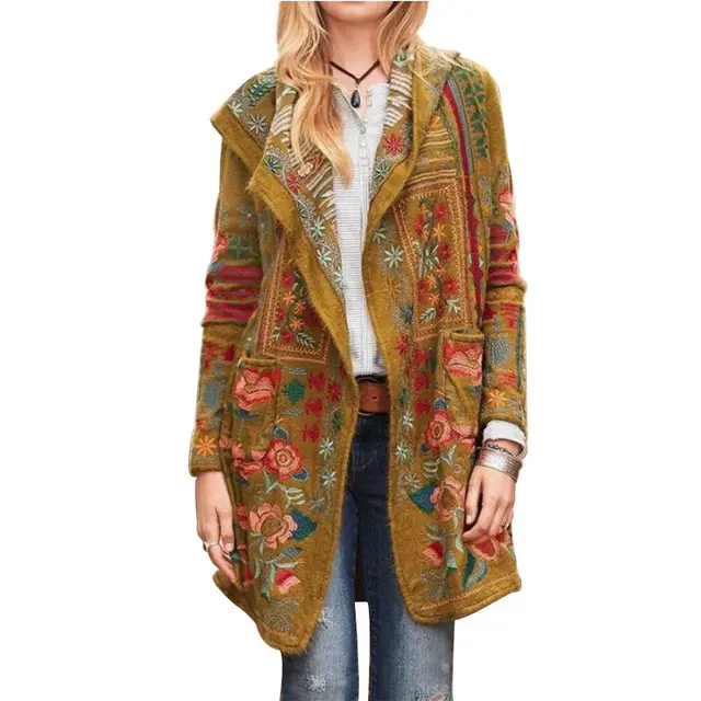 Printed casual long sleeve jacket Yellow - Shop at LoveMi
