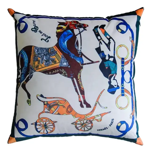 French Style Velvet Printing Cushion Cover Carriage - Shop at LoveMi