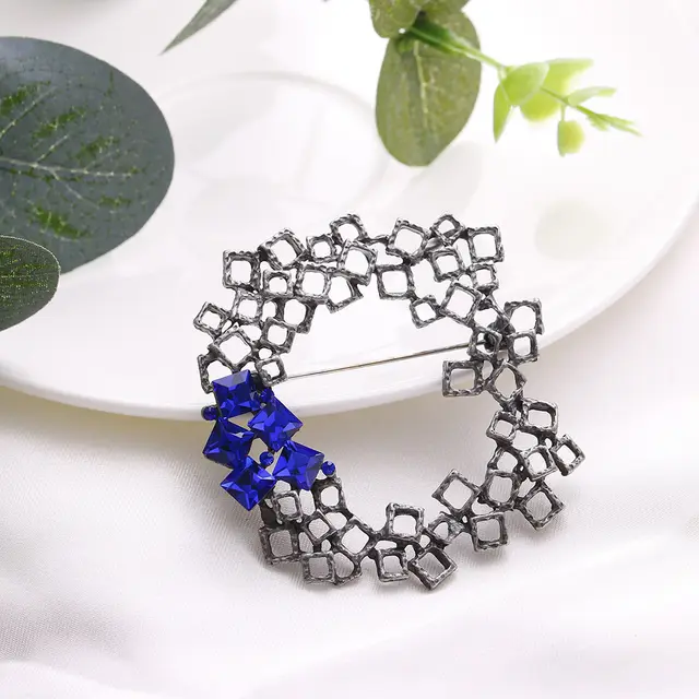 Geometric diamond studded scarf button Blue - Shop at LoveMi