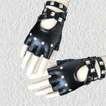 Women Punk Rock Half Finger Gothic Gloves - Black