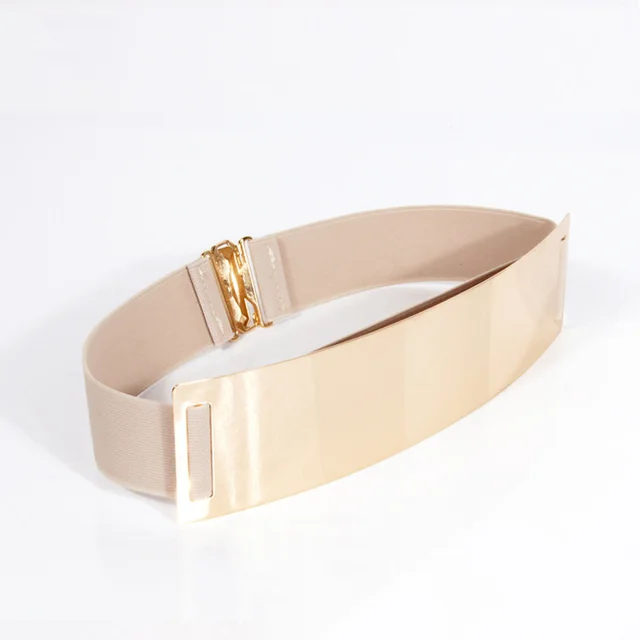 Mirror metal belt ladies elastic Apricot - Shop at LoveMi