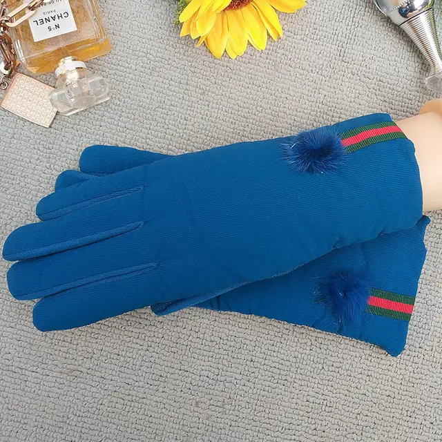 Rainproof touch screen leather gloves Blue - Shop at LoveMi