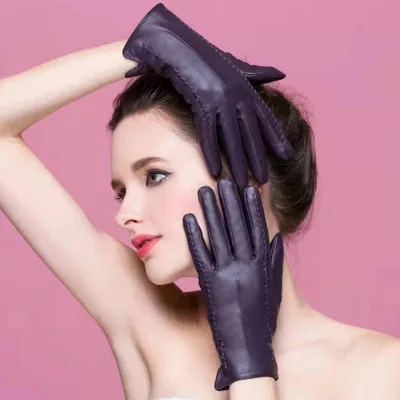 Rainproof touch screen leather gloves Purple - Shop at LoveMi
