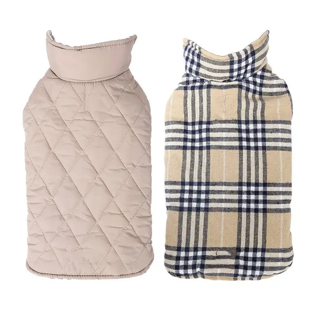waterproof reversable lattice pet dog suit jacket pet dog clothes spot Beige - Shop at LoveMi