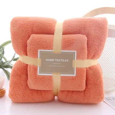 Coral fleece bath towel set Orange - Shop at LoveMi